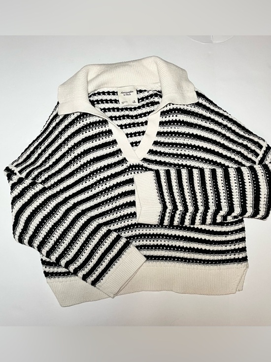 Abercrombie & Fitch Sweaters - Abercrombie & Fitch Striped Crochet Sweater M | Coastal Grandma Nautical Chic